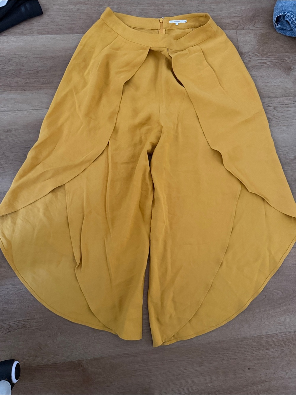 Tularosa Mustard Yellow Draped Wide-Leg Pants